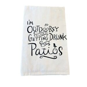 NWOT I'm Outdoorsy Cotton  Kitchen Towel Primitives By Kathy 28"x28"